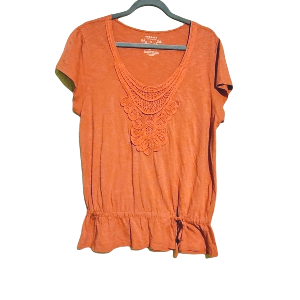 Sonoma Orange short sleeve gather bottom tee shirt